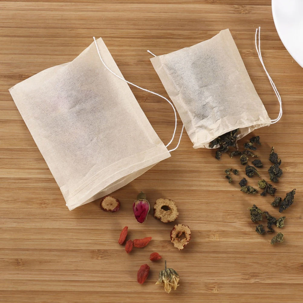 

300pcs Tea Bags Filter Paper Drawstring Loose Leaf Coffee Spice Food Fillable Unbleached Disposable Reusable Tea Filter Kitchen