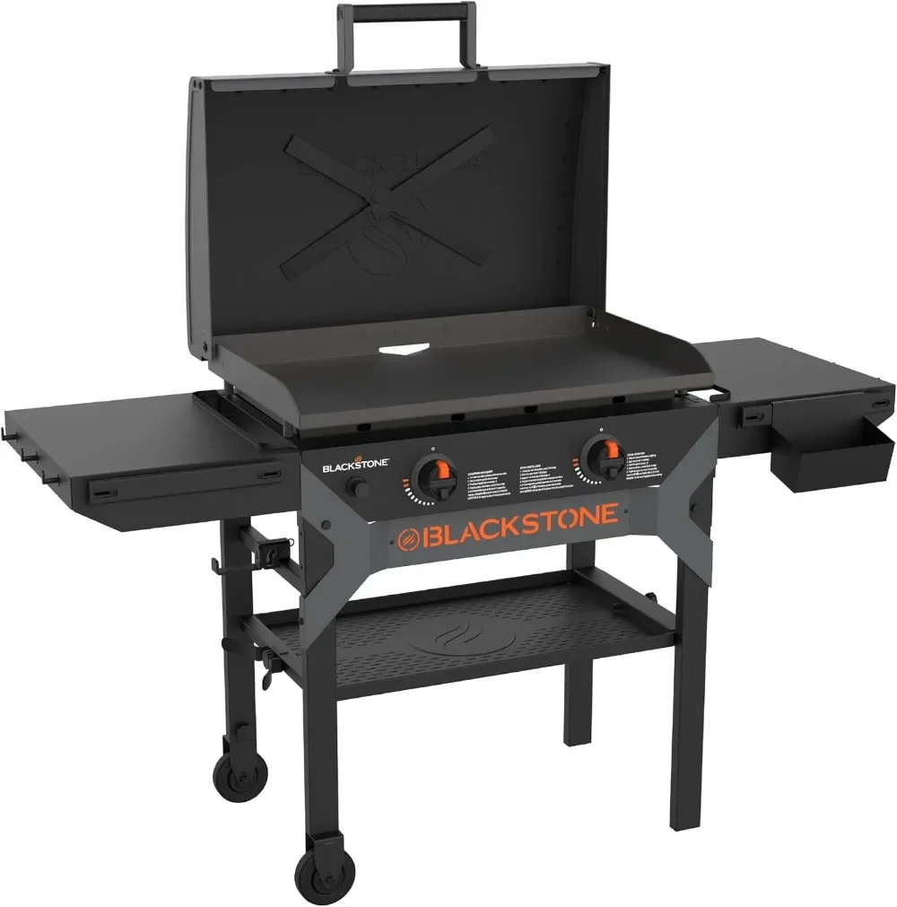 2311 Iron Forged 28” Omnivore Griddle with X-Braced Hood, Powder Coated Steel, Black