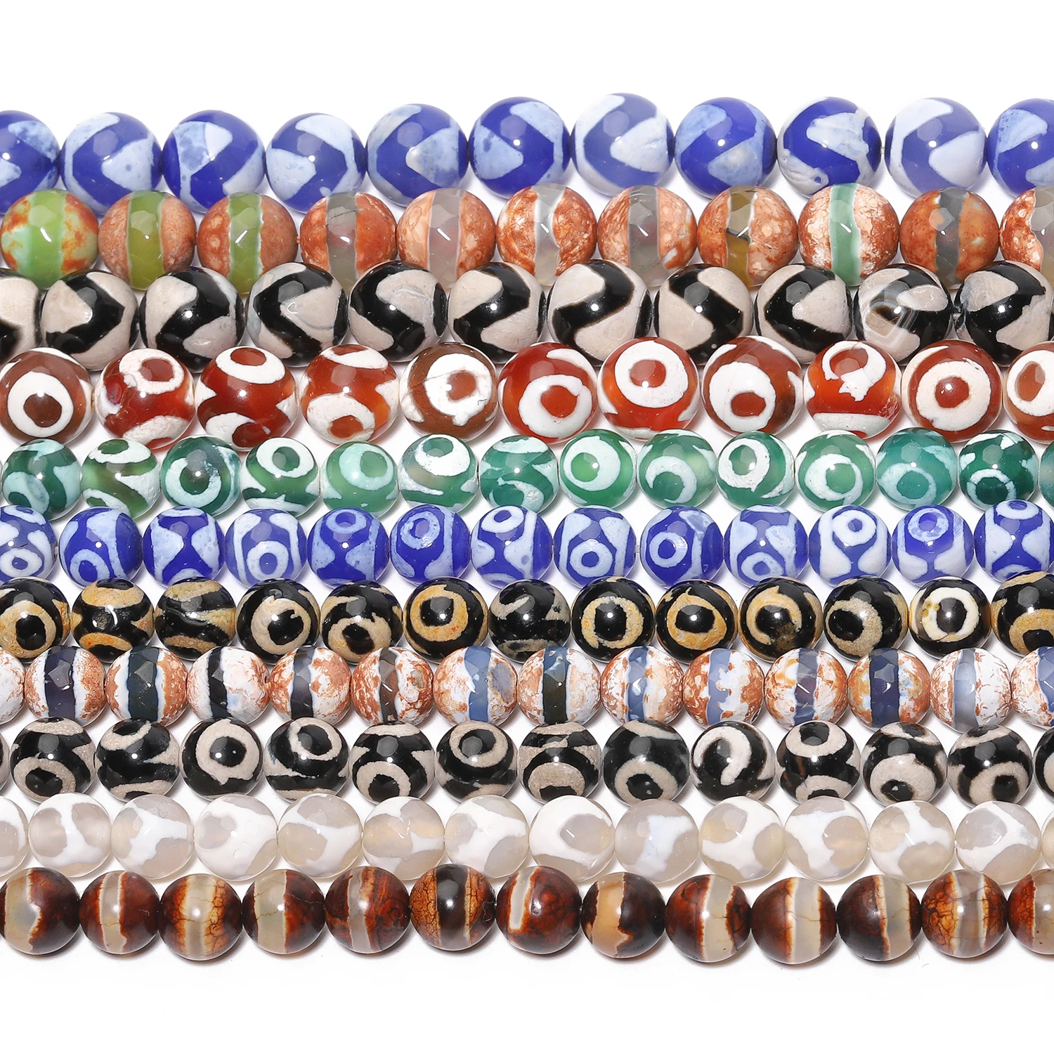 6/8/10mm Natural Dzi Agate Beads Tibetan Prayer Mystical Ancient Round Beads for Jewelry Making DIY Vintage Bracelet Accessories