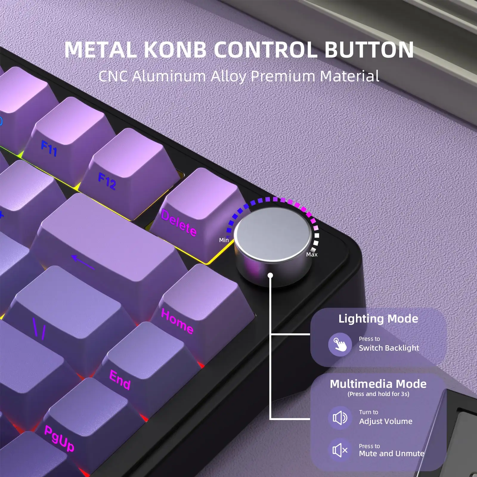 Attack Shark X85 RGB Mechanical Keyboard with Metal Knobs Full-Key Hot-Swap Bluetooth Wireless Tri-Mode Support for Windows