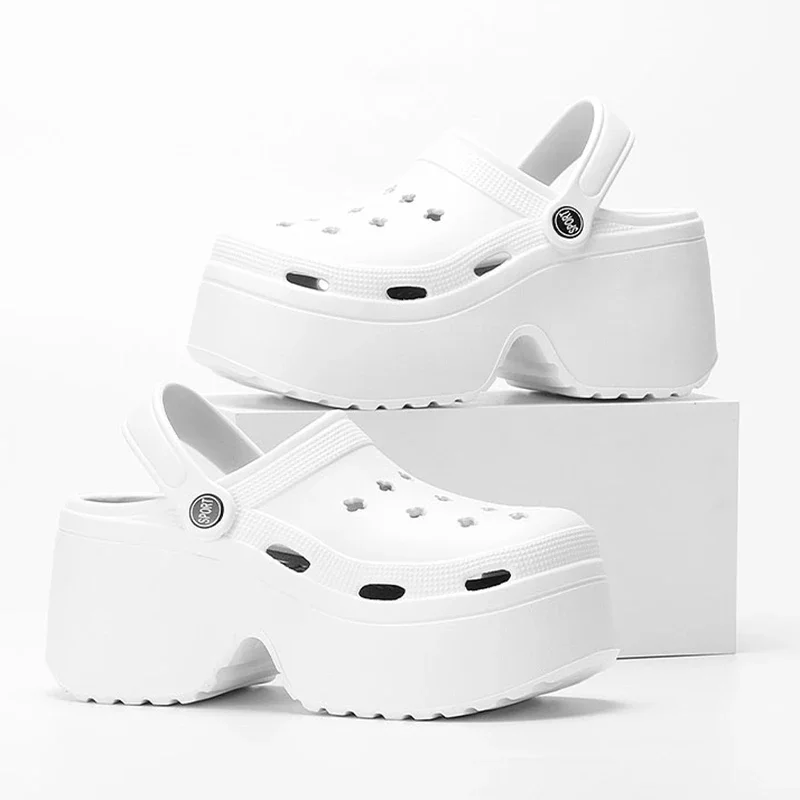 Women\'s Wedges Heel Sandals Summer 2024 Closed Toe Chunky Platform Sandalias Mujer Hollow Out Thick Sole Non-slip Slides Ladies