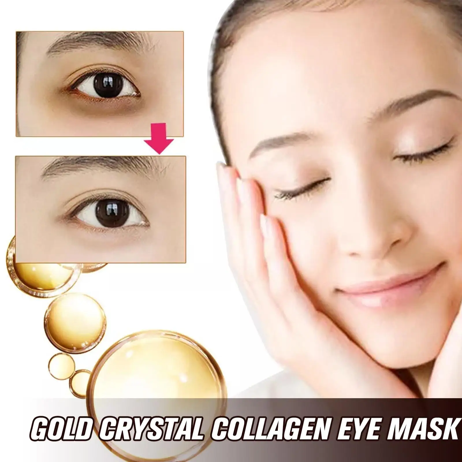 Máscara de Ojos de colágeno de cristal dorado, ácido hialurónico, máscara de ojos hidratante debajo de los parches de los ojos para ojeras, hinchazón, crema hidratante de pata T2H2