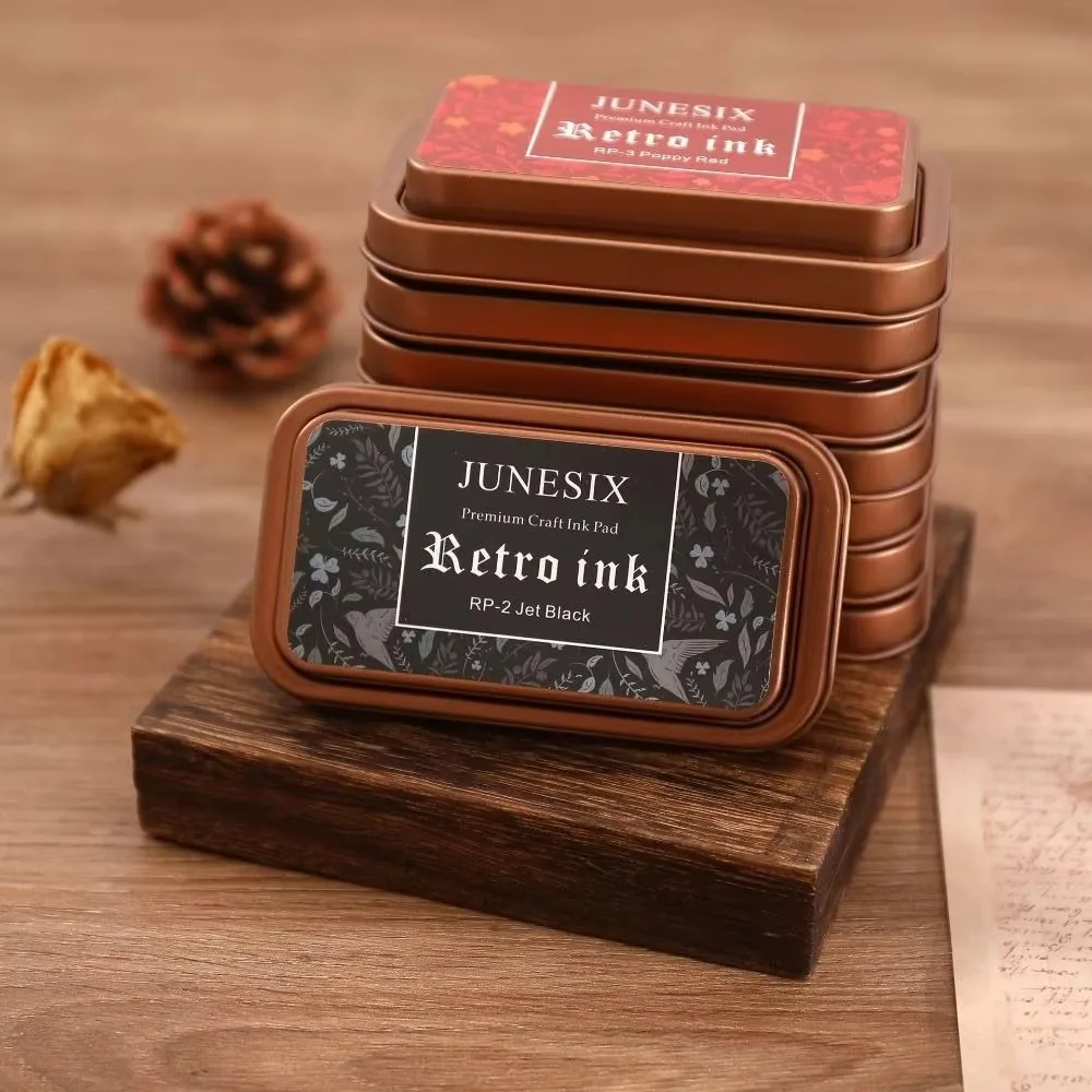 لوازم الطلاب خمر صندوق حديد ختم ختم ملون اليدوية ختم ختم كتلة الفني الزخرفية سكرابوكينغ InkPads هدية #5