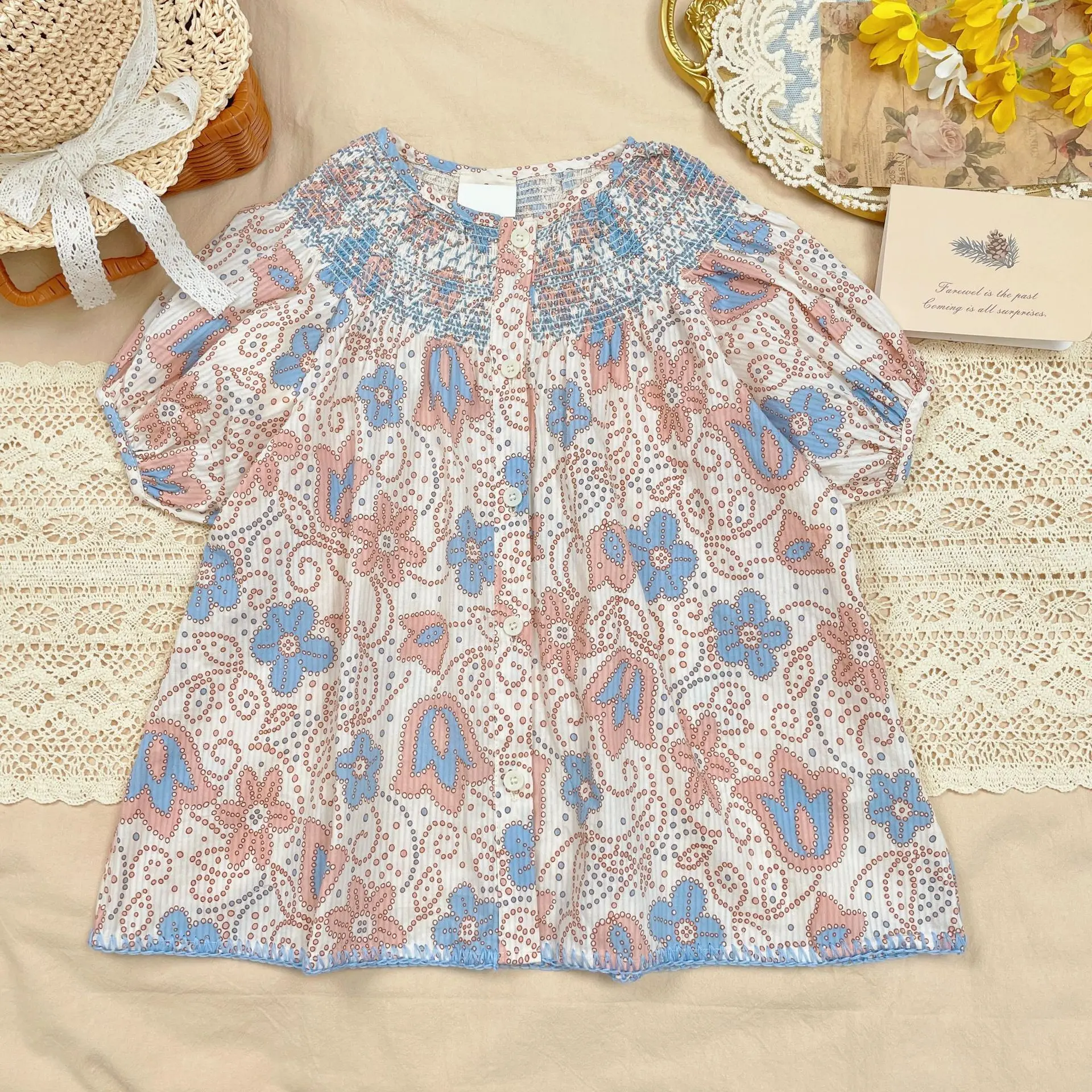 

In stock! 2024 Summer APO Retro Style Girls Puffed Sleeve Flower Dress Children's Princess Dress