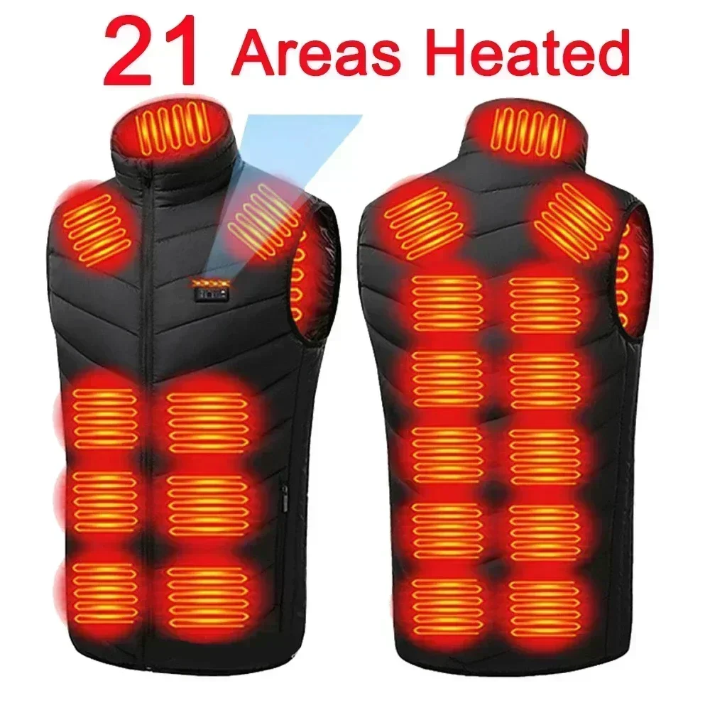 26-gebieden verwarmd vest heren winter elektrisch jack USB nieuwe ski warme mouwloze jas verwarmd thermisch vest verwarmingskleding