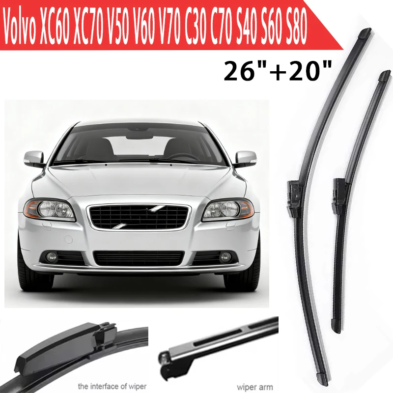 

Wiper LHD Front Wiper Blades For Volvo XC60 XC70 V50 V60 V70 C30 C70 S40 S60 S80 Windshield Windscreen Window Brush 26"20"