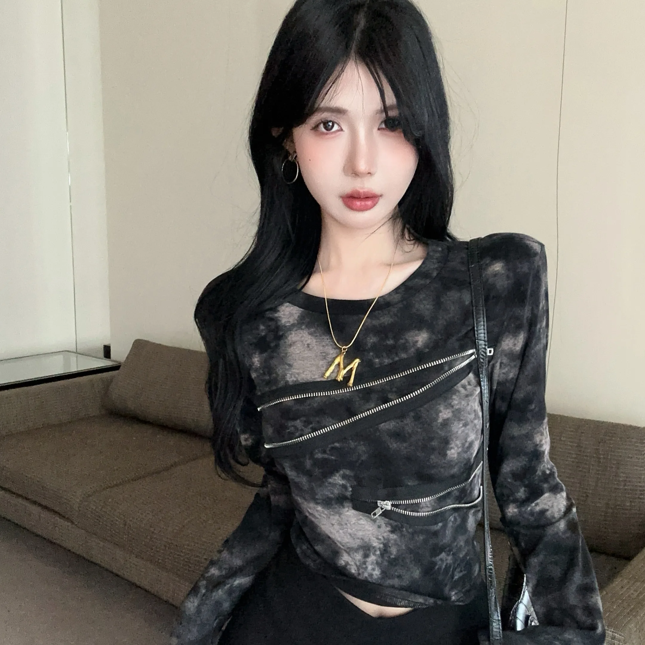 

Женская футболка с застежкой-молнией American Design Sense длиной оulder, маленькая футболка в стиле ретро для похудения, пикантная подушечка для девочек, подушечка для объятий...