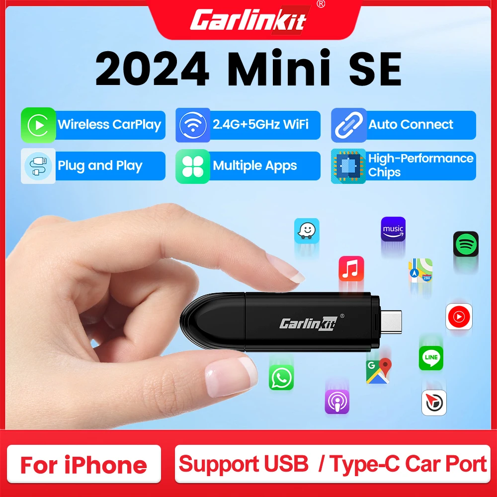 2024 New MINI SE CarlinKit Wireless CarPlay Wireless Adapter Smart Mini Box Plug And Play WiFi Fast Connect For Wired CarPlay