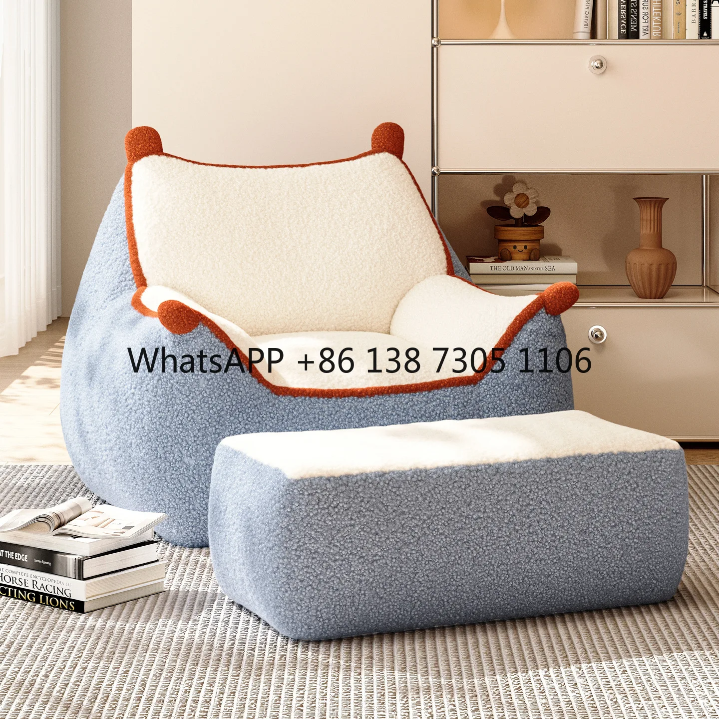

Lazy sofa single sofa bean bag Nordic chinchilla can lie down and sleep bedroom backrest balcony leisure recliner nest