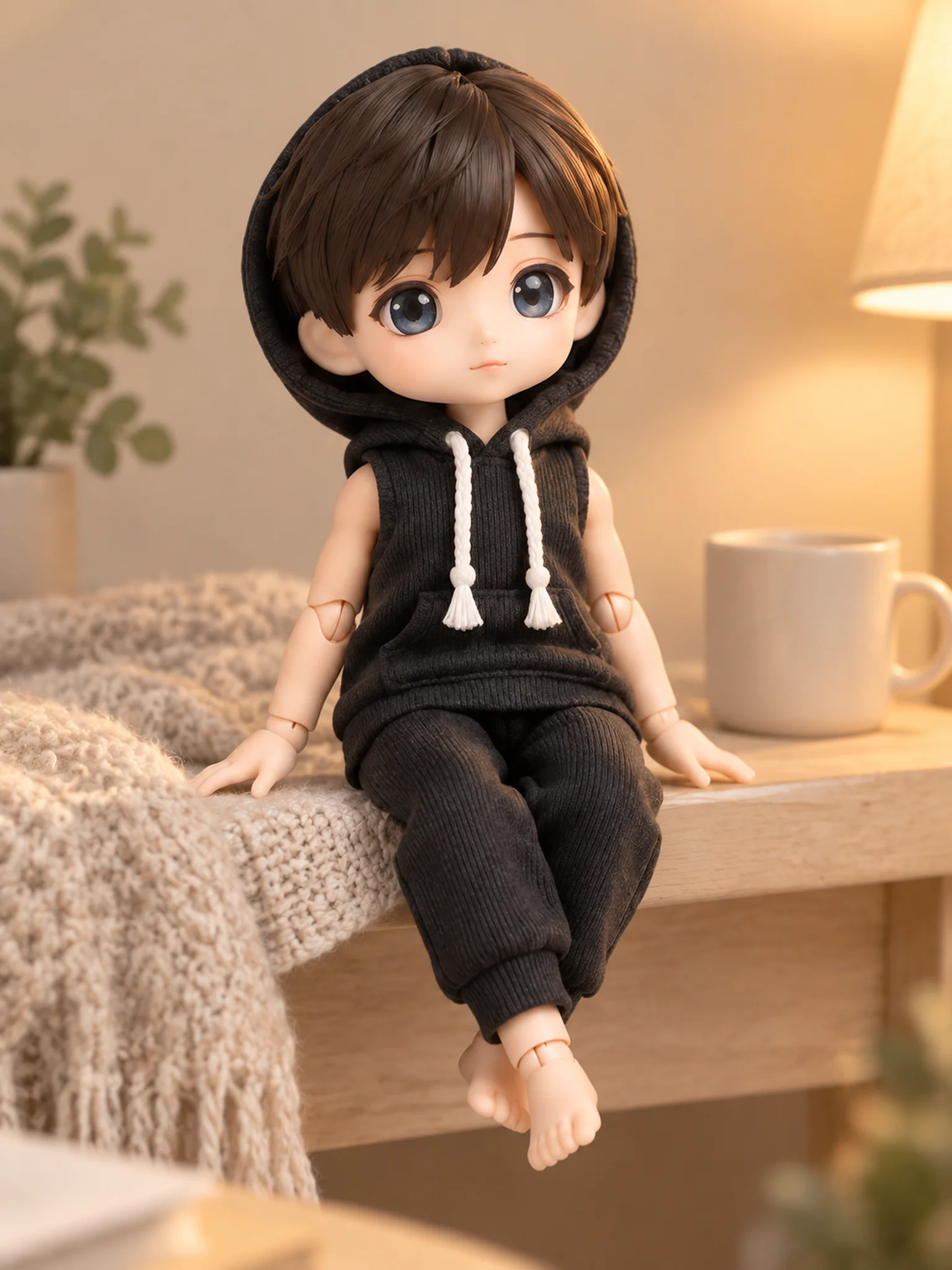 OB11 Doll Sleeveless Solid Color Hooded Sweatshirt Pants Set BJD GSC P9 P10 Plush Body Wearable 12 Points