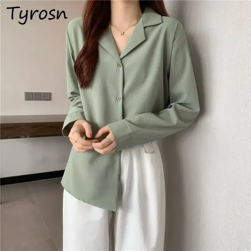 

Shirts Women Design Notched Collar Cozy Single Breasted Blouses Elegant Lady French Style Casual Fashion High Quality Draped Ins