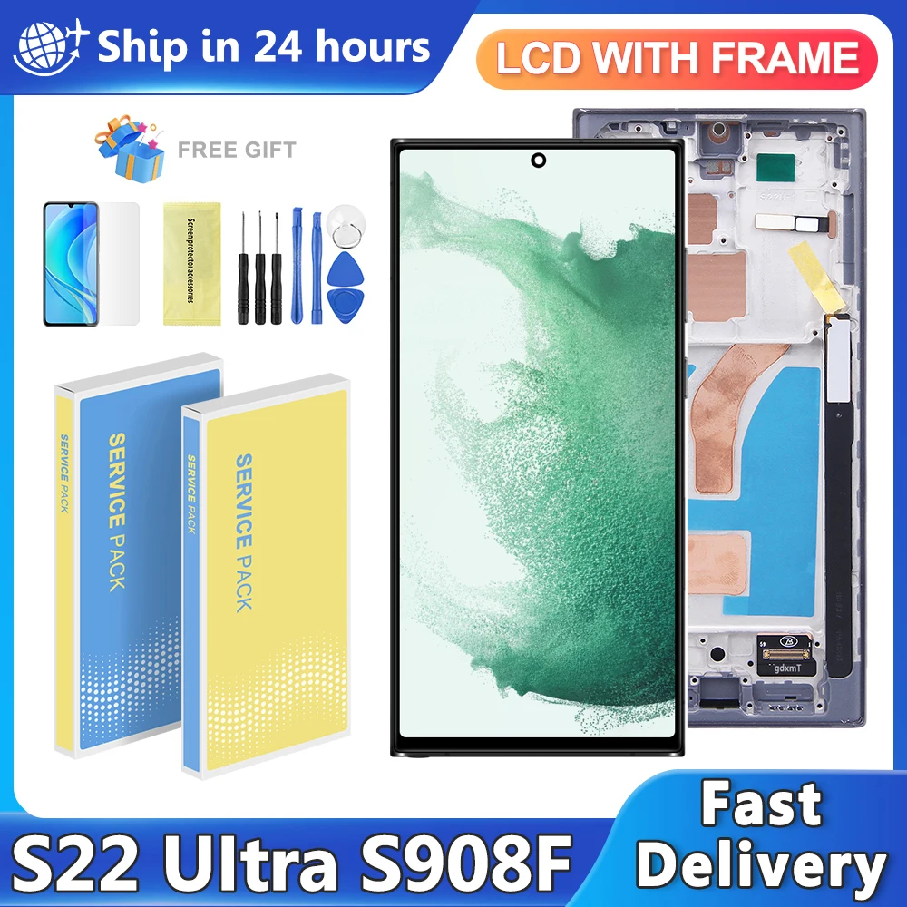 TFT Display For Samsung Galaxy S22 Ultra 5G S908B S908B/DS Lcd Display Touch Screen Digital Assembly Replacement S22 Ultra LCD