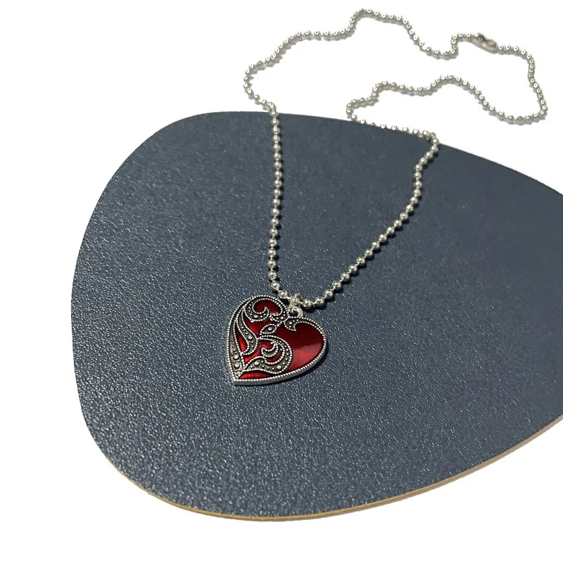 Red Heart Pendant Necklace For Women Girls Halloween Jewelry Fashion Blood Rose Heart-shaped Gothic Mysterious Ladies Necklace