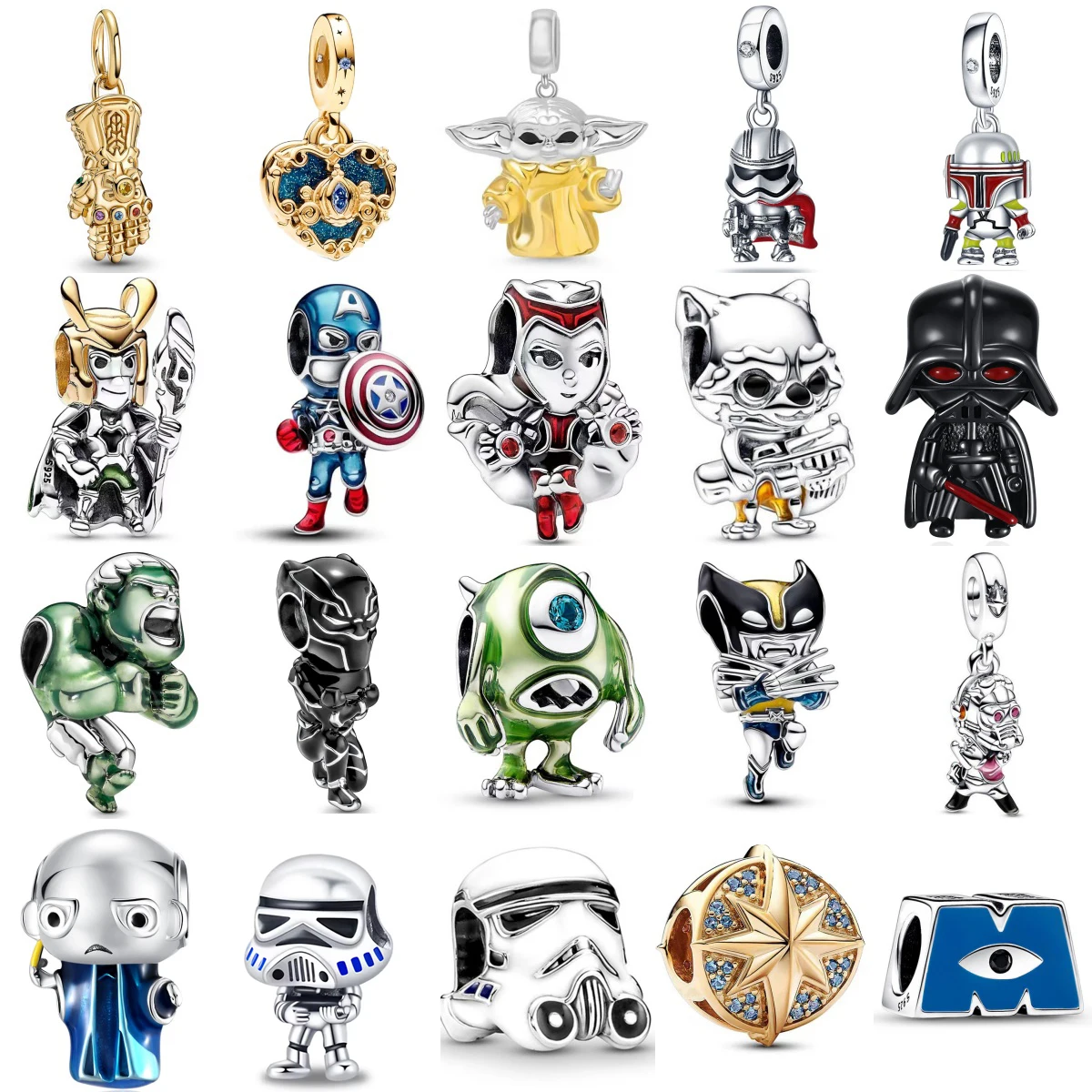 

Miniso Disney Charms Fit Gold Hand Pixar Monsters University Mike Warrior 925 Silver Original Pearl Jewelry Women's Jewelry