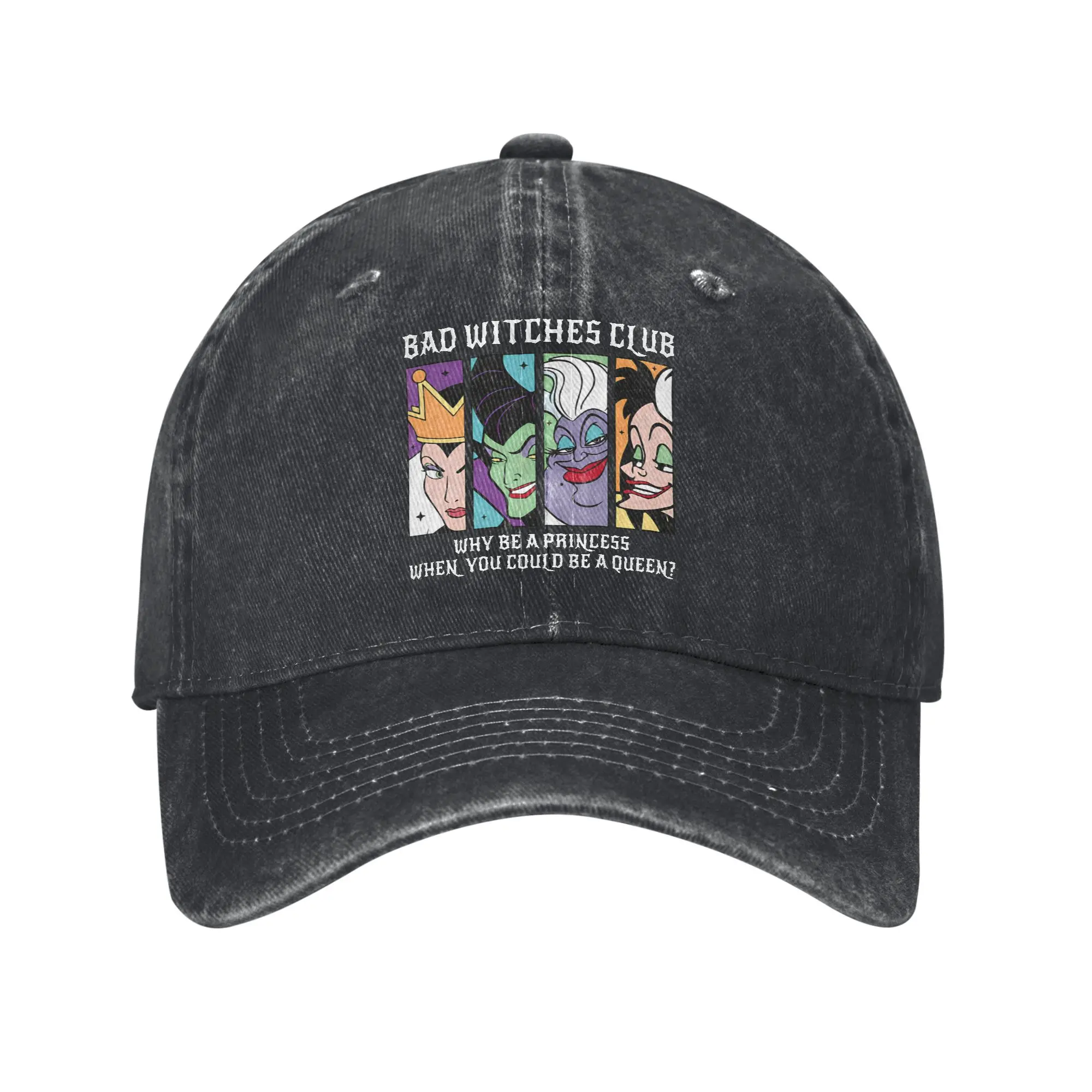 Vintage Villains Bad Witches Club Evil Queen Baseball Cap Men Women Distressed Washed Sun Cap  Outdoor Activities Gift Caps Hat