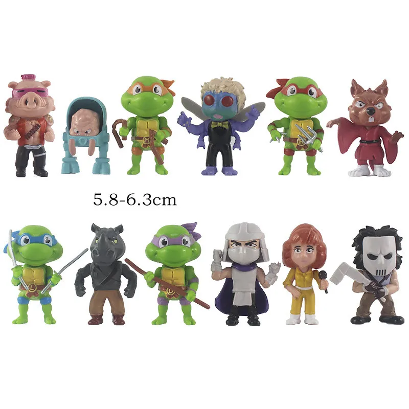 12pcs Teenage Mutant Ninja Turtle TMNT Figure Toys Anime Figura PVC Collection Model Doll Decor Birthday Gift For Children