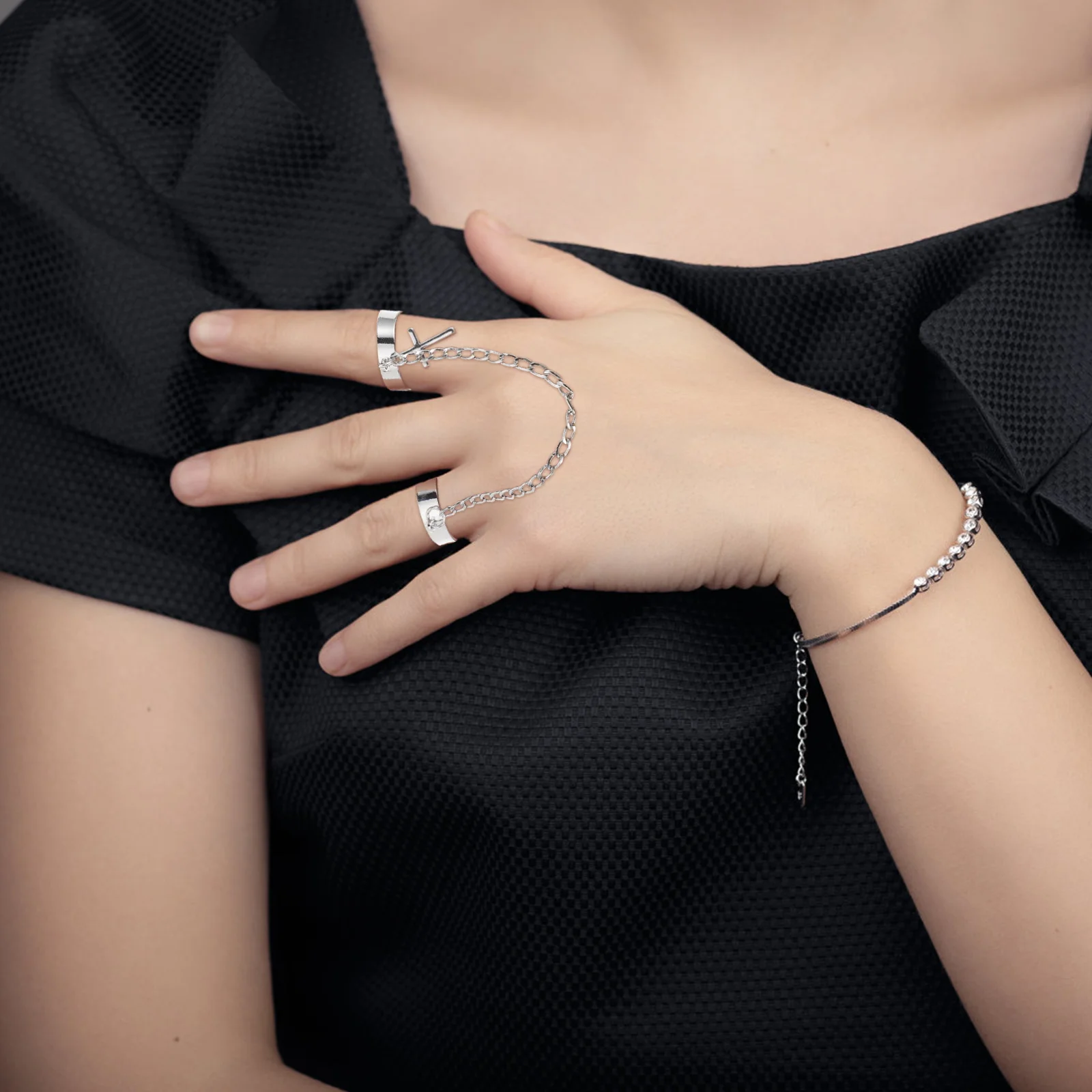 

Cross Ring Set Unique Chain Modeling Punk Style for Party Banquet Gothic Link Chain Ring Fashion Jewelry Gothic Link Rings