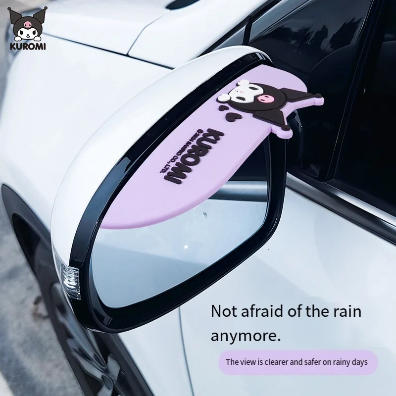 أنيمي مرحبا كيتي مرآة الرؤية الخلفية لحماية المطر الوفير قطاع تجنب الاصطدام مرآة الرؤية الخلفية المضادة للتصادم Kawaii