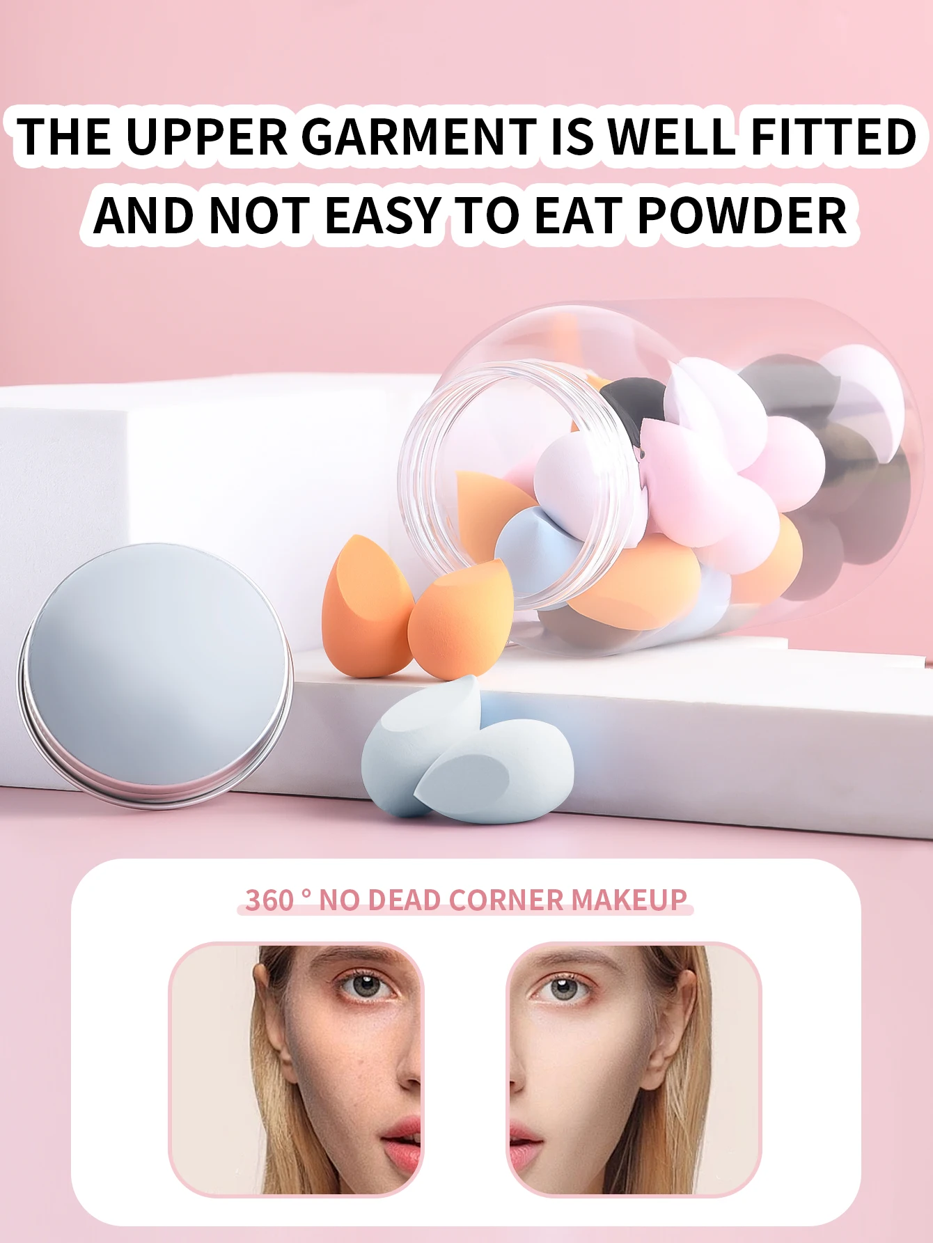 36 mini ovos de beleza engarrafados com várias formas e cores para escolher entre Mini Blender de forma de gota de água portátil reutilizável Esponja Fundação cosmética de beleza Esponja cosmética Blender de maquiagem