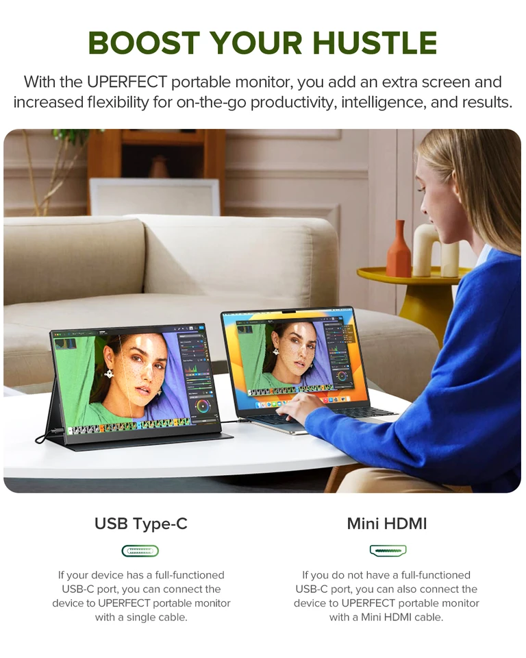 UPERFECT 14インチ 2K ポータブルモニター 2160 * 1440 QHD 外付け