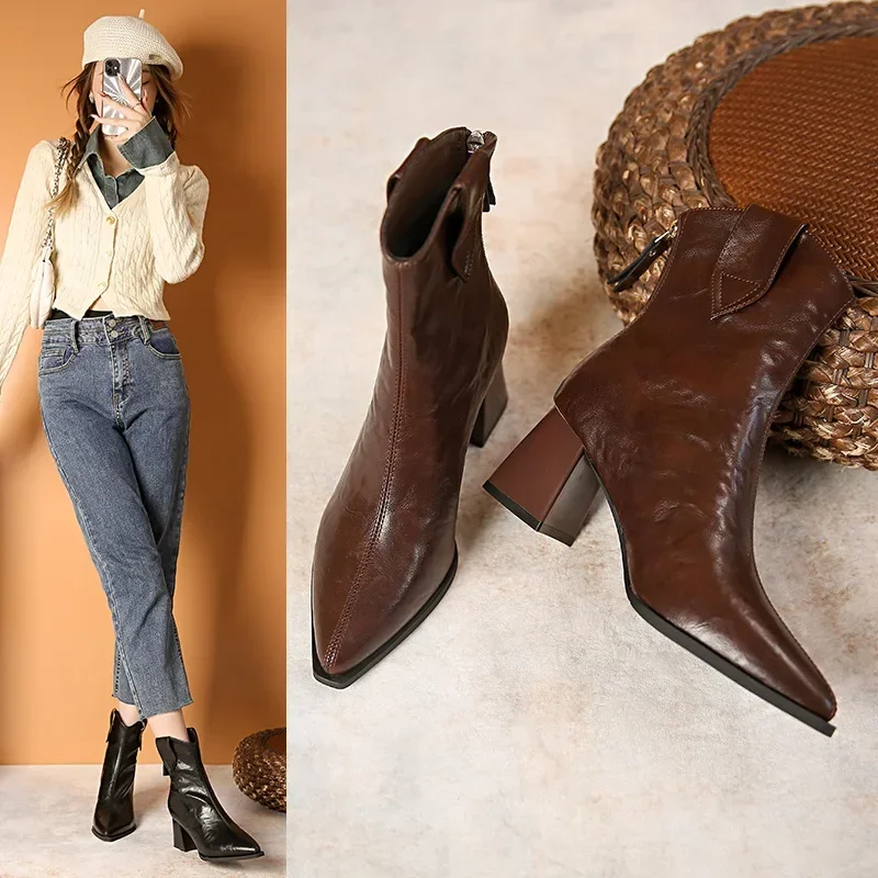 Nuevas botas de mujer con cremallera, tacones altos gruesos, tacones altos simples y gruesos, botas de Otoño Invierno, Punk gótico, informal, plataforma blanca para mujer