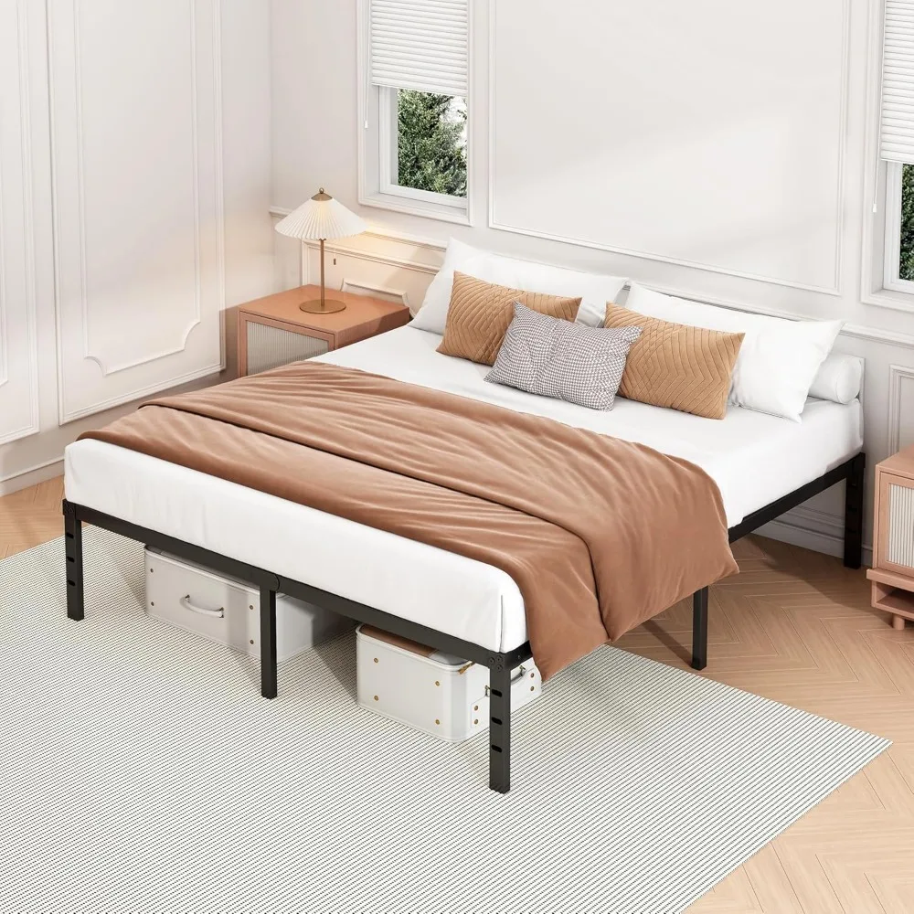 Bedframe Stevig platform Metalen bedframe Geen boxspring nodig Zwaar uitgevoerd, volledig formaat, sterk draagvermogen