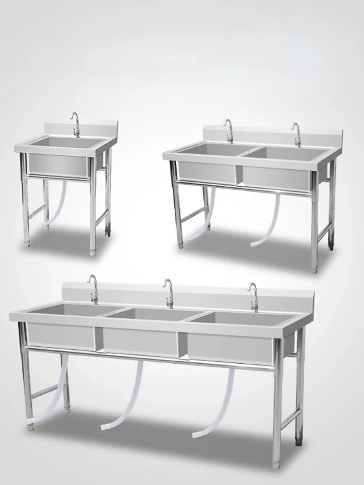 *LP Double-Slot Single Three-Slot Washing Basin Kitchen with Platform Sink Restaurant  Disinfection