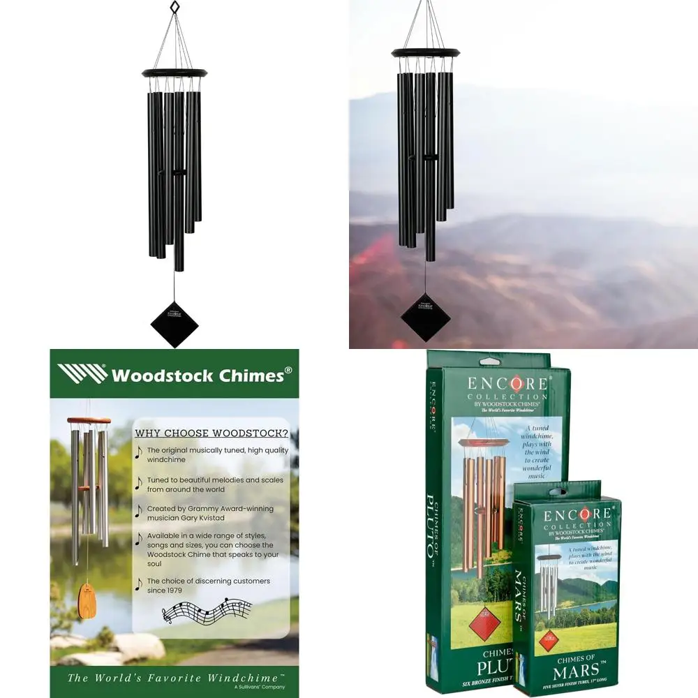 

Medium Tone Outdoor Wind Chime for Garden, Patio, Porch - 37 Black Wood Decor Gift, Encouraging Serenity and Relaxation