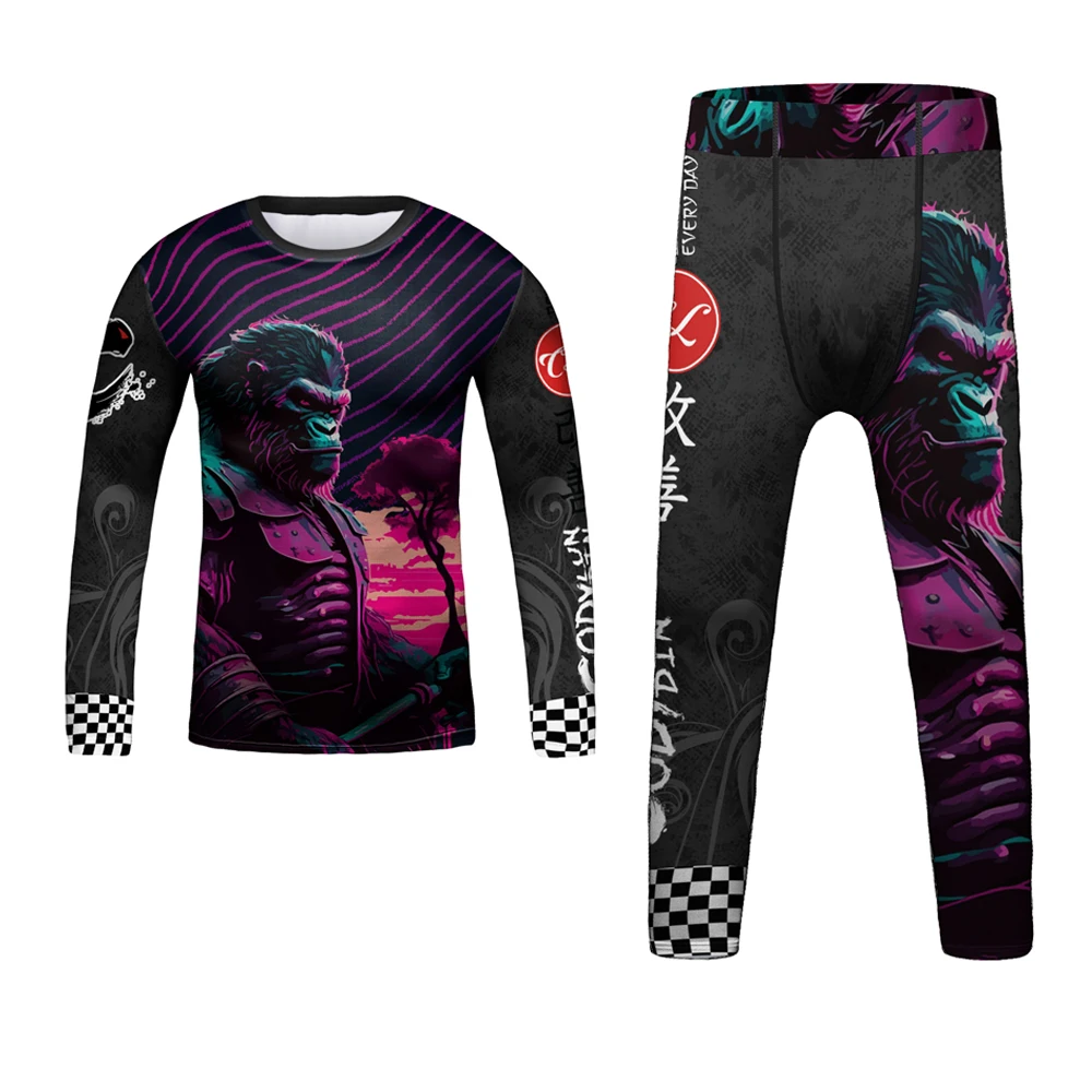 Kid MMA Muay Thai Jiu Jitsu Rashguard Ragazzi Bambini Abbigliamento sportivo Boxe Tuta sportiva Allenamento Corsa Set Abbigliamento da palestra Tuta