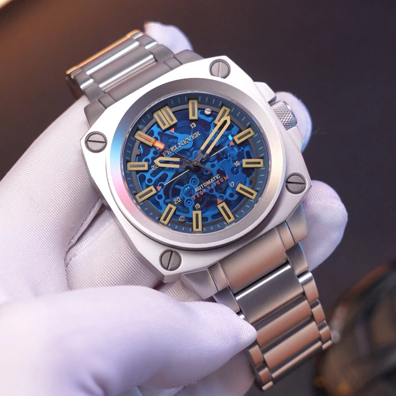 FEELNEVER New Mechanical Watches Men Fashion Stainless Steel Luxury Mens Watch Waterproof Luminous Automatic Wristwatches Reloj view 3