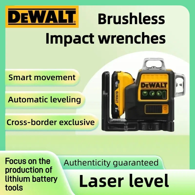 Dewalt DW089LG 3 Sides*360 Degree Vertical Lines Laser Level Meter Outdoor 12V Lithium Battery Horizontal Green Light Level