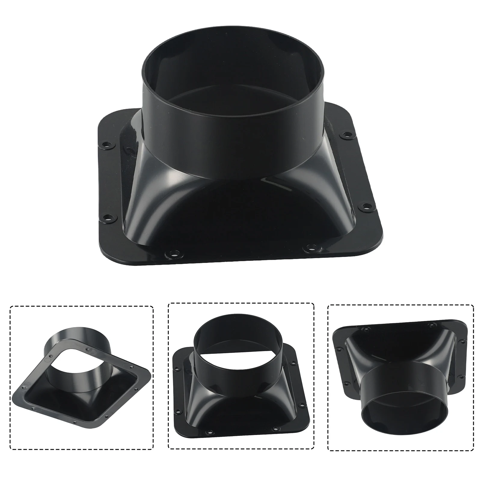 None Flange Connector Ventilation Duct Black Indoor Small Air Resistance 100MM 200MM ABS Ventilation Equipment