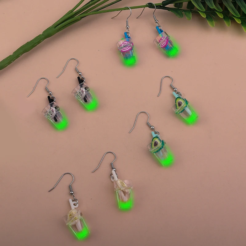 4 Paar/Set Niedliche Sommer-Getränke-Ohrhänger für Frauen, Frucht-Tee-Flaschen-Ohrhänger, Party-Schmuckgeschenke für Mädchen, Urlaubsschmuck – Detail 4