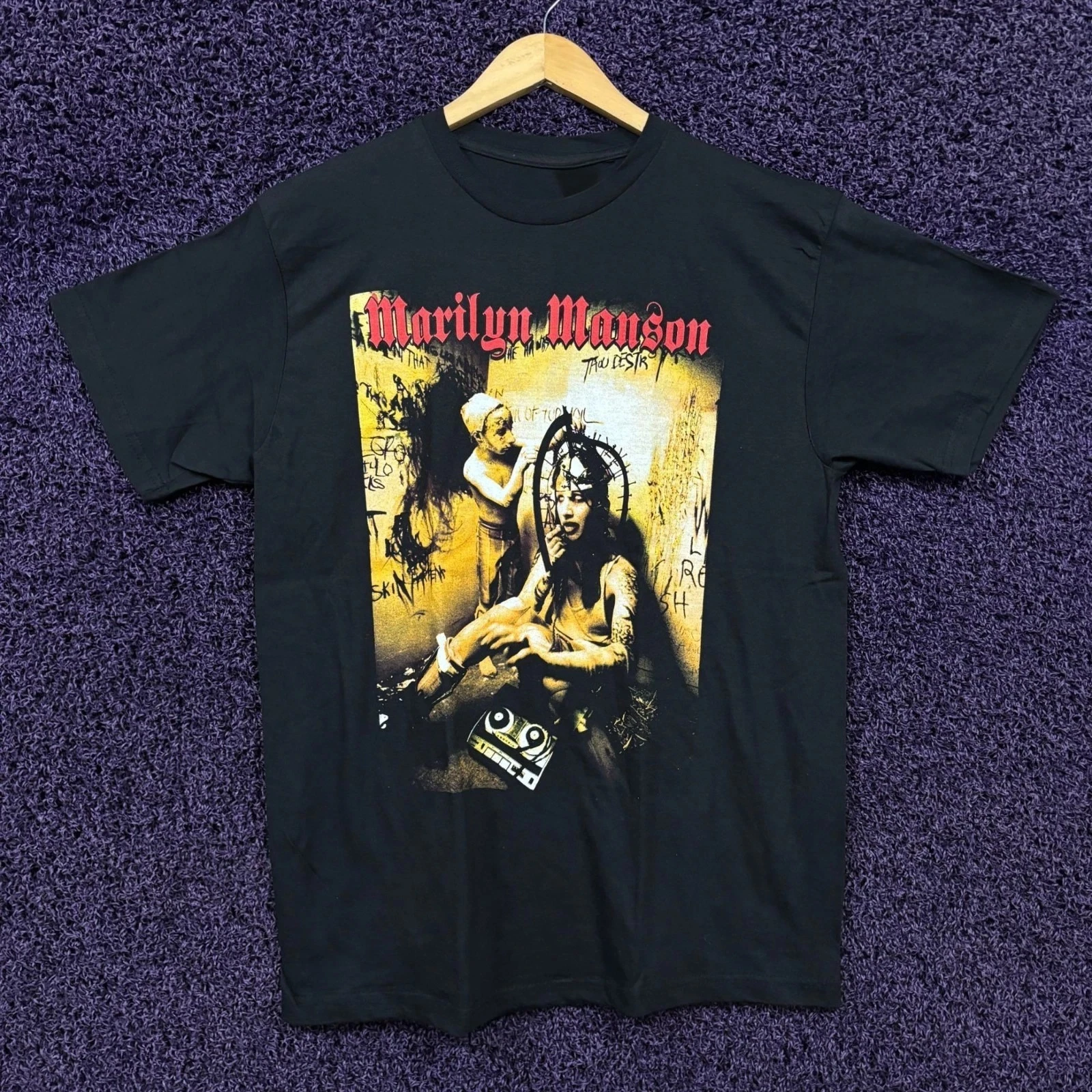 Marilyn Manson Antichrist Superstar Vintage Black Metal Band Graphic Tee Cotton Mens Womens T-Shirt Summer Streetwear