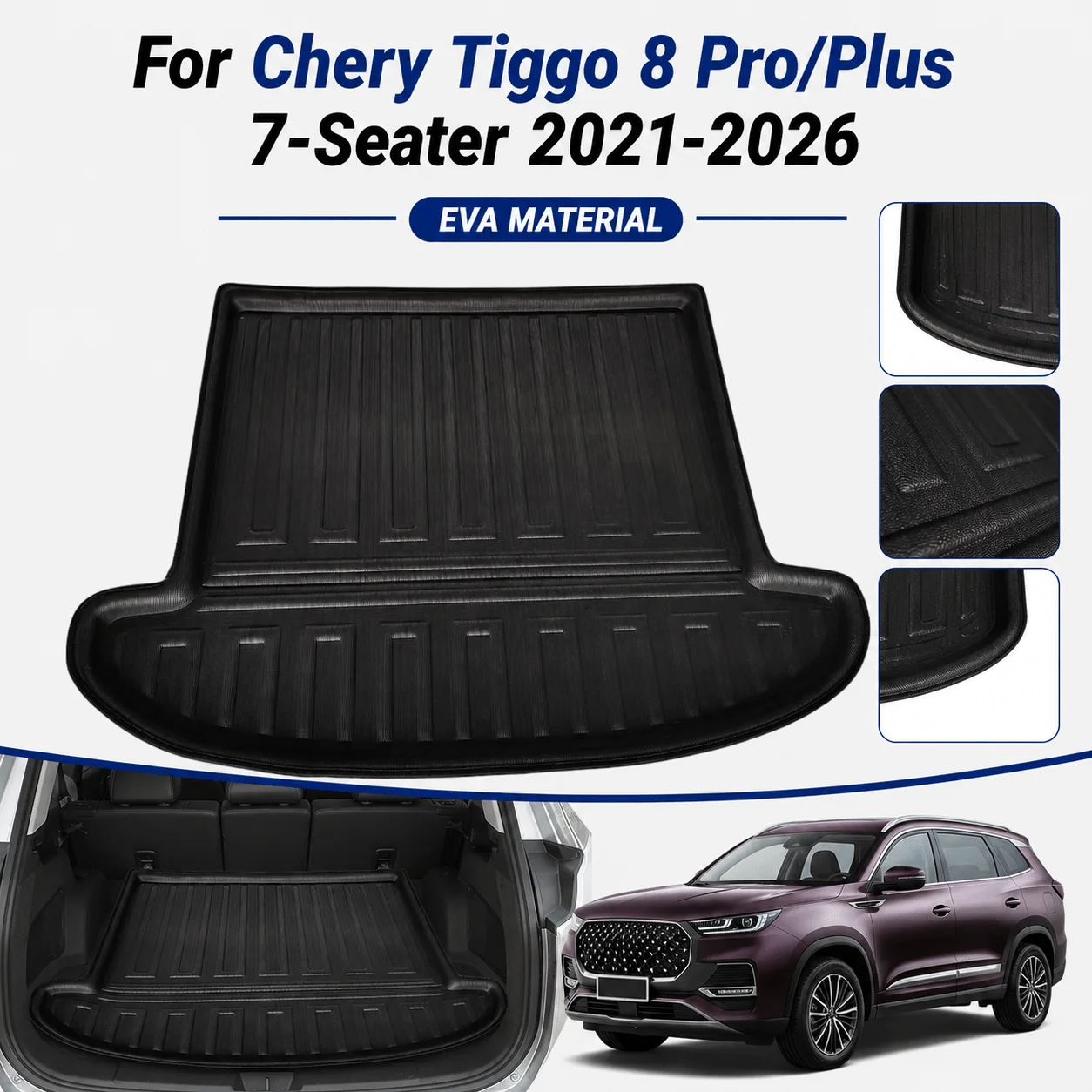

Rear Boot Cargo Box For Chery Tiggo 8 Pro/Plus 7-Seater 2021-2026 Cargo Mat Car Trunk Mats Accsesories Luggage Pad FLoor EVA