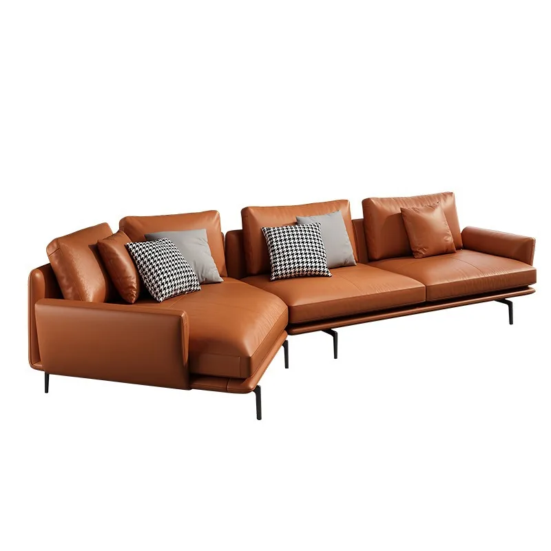 Italian light luxury minimalist leather sofa Italian first-layer cowhide art special-shaped sofa modern simplicity