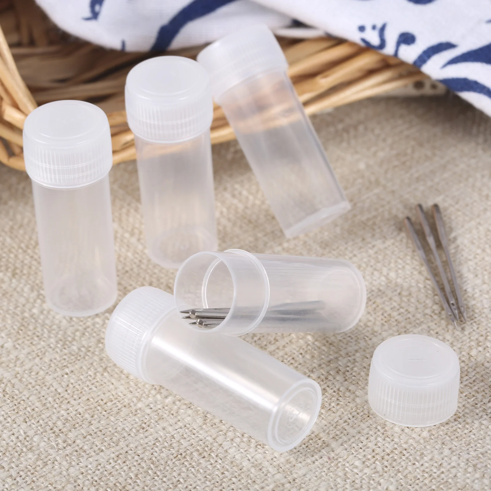 5pcs Sewing Needle Tube Stroage Holder Plastic Box Transparent  Beads Buttons Case Container Bottle Multi-purpose Tool