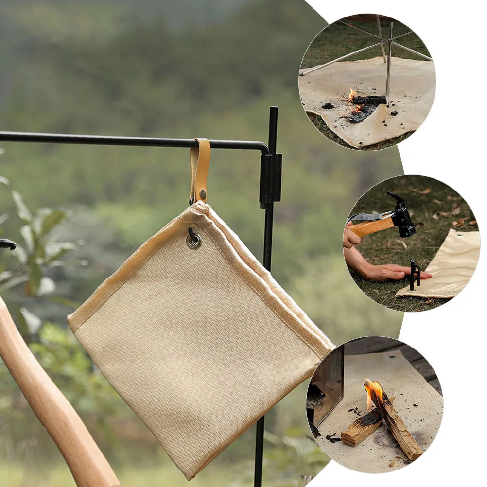 

Fiberglass Fire Resistant Mat for Under Fire Pit Heat Proof Outdoor Camping Mat with Reinforced Corners for Deck Grass