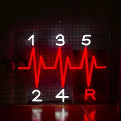 Shift Neon Sign for Wall Decor LED Manual Gearbox Neon Light USB Car Gearbox Light Up Sign for Garage Parking Car Club Gifts