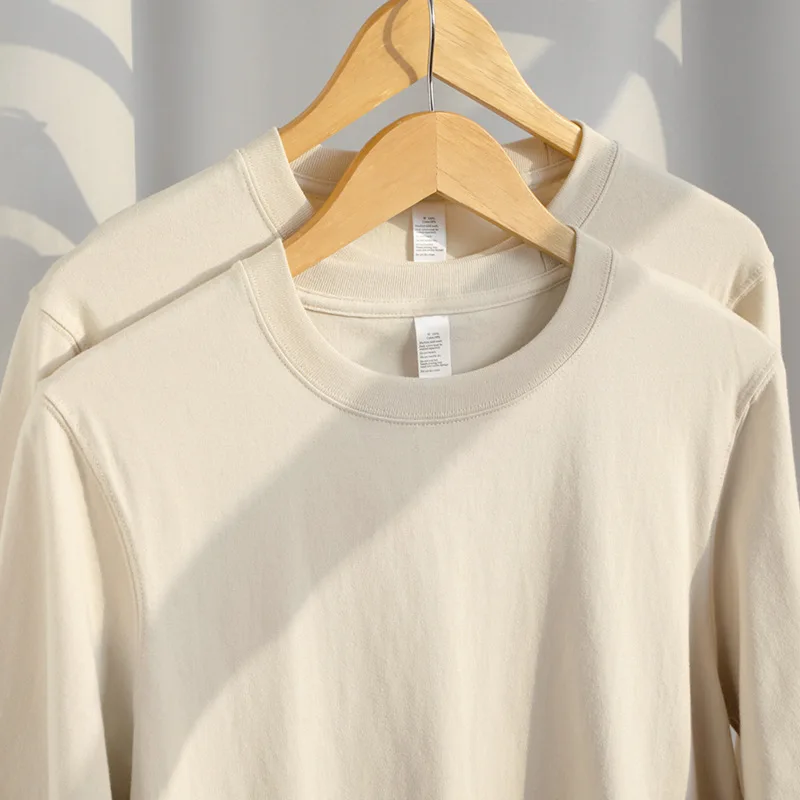 Customize Your Design DTG Printing 500G Heavyweight Cotton Mens T-shirts High Quality Male Loose Casual Long Sleeve Shirts 3XL