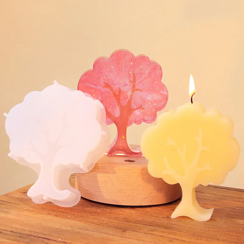 Diy Christmas Drip A Tree Series of Candles Silicone Mold Trunk Branches Leaves Aromatherapy Gypsum Cement Table Ornament Molds