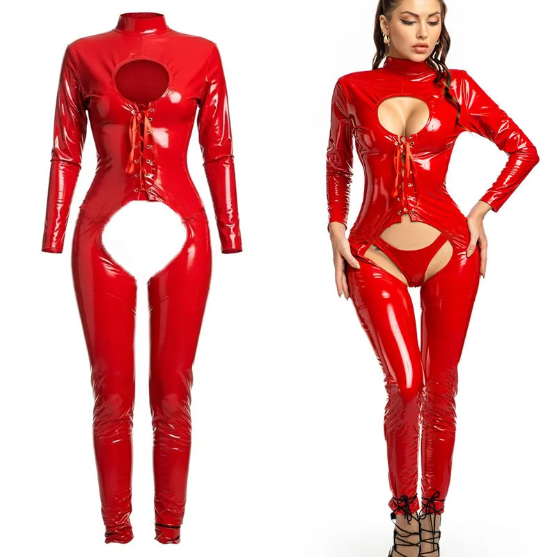 Hot Sexy Dark Roleplay Outfits Women Sexy Lingerie Erotic Pu Leather Bodysuit Couples Game Set Adults Fantasy Bodycon Costume - Image 4