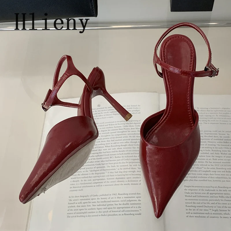 Hlieny Fashion Buckle Strap Women Pumps Sexy Pointed Toe Thin High Heels Sandals Fashion Wedding Party Mule Shoes  Zapatos Mujer