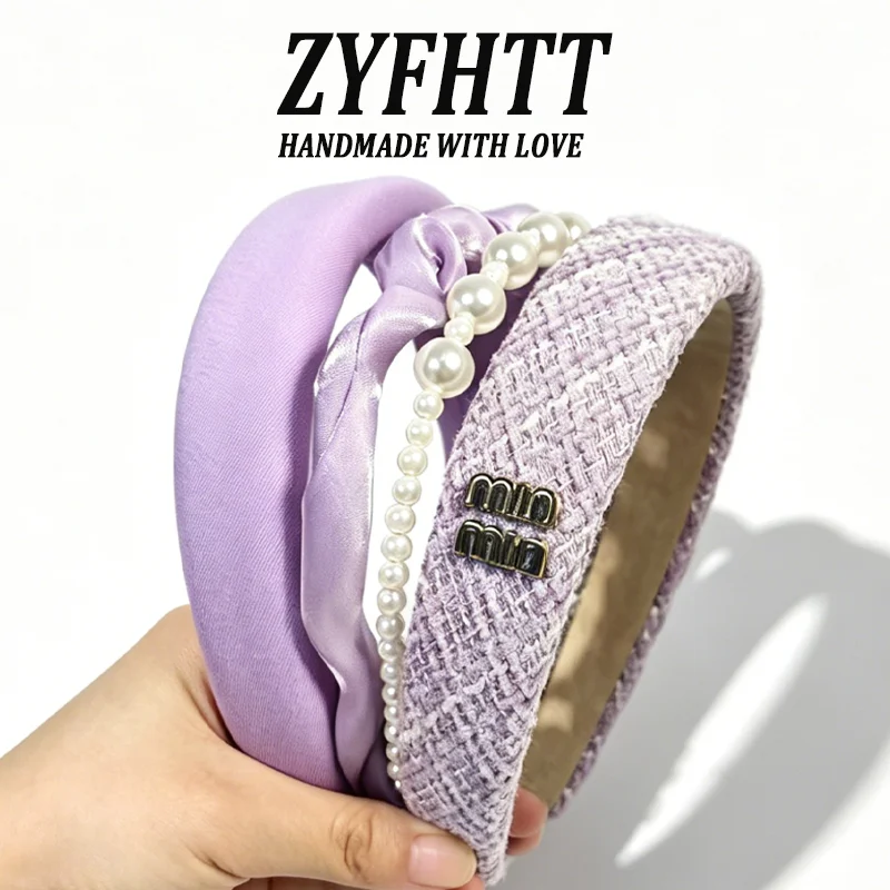 1/6 Stück ZYFHTT Lila Serie Schwamm-Stirnband für Damen, elegantes, vielseitiges breites Haarband, modischer Haarreif für Mädchen – Detail 5