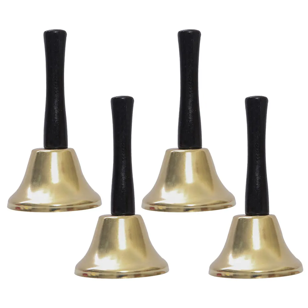 

4 Pcs Golden Ringing Small Bells Metal Table Fashion for Decoration Hand Rustic Handheld Child