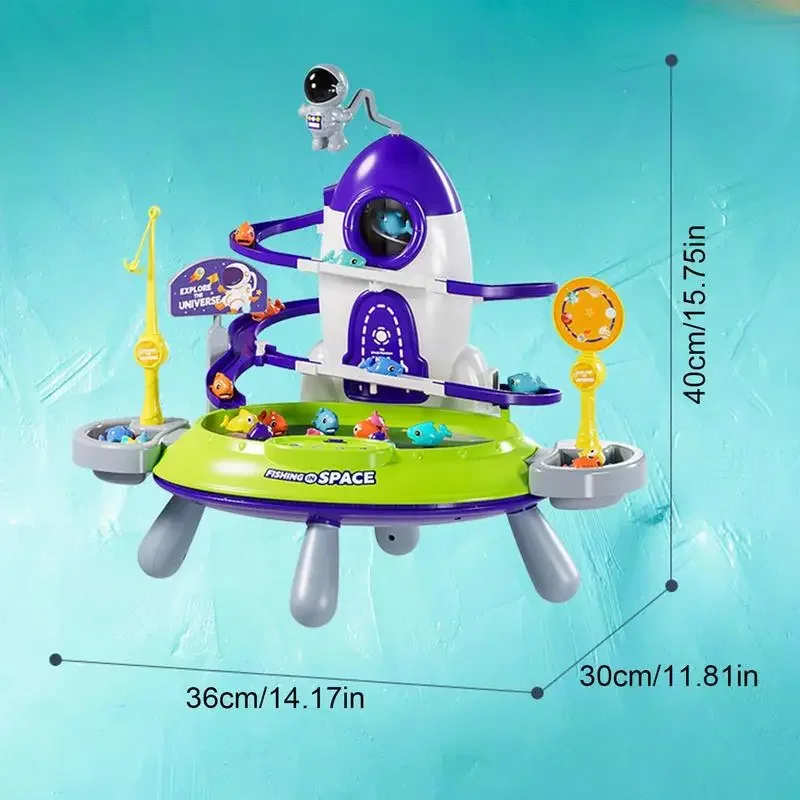 Magnetic Spaceship Shape Fish Toy Magnet Fishing Toys Interactive Kids Fishing Game With Music Learning Education For children