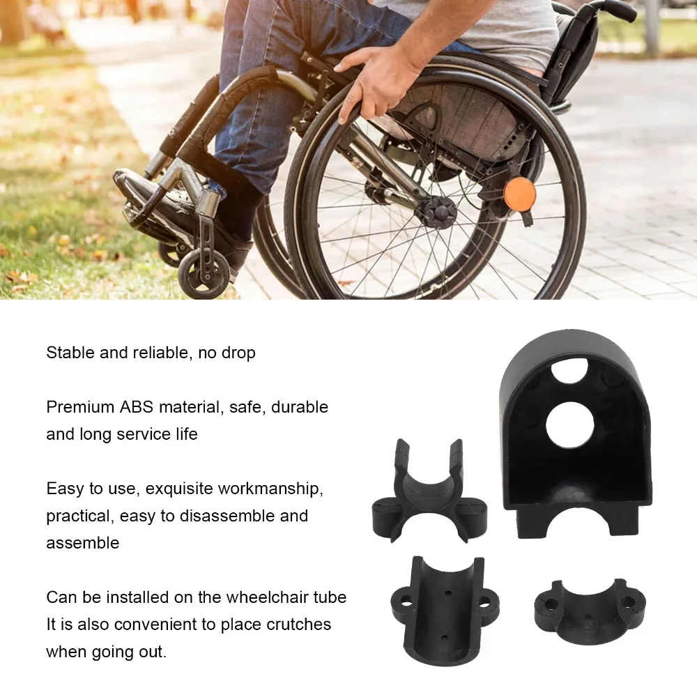 Black Wheelchair Crutch Holder ABS 25mm Inner Diameter Frame Available Walking Stick Bracket Crutch Storage Rack