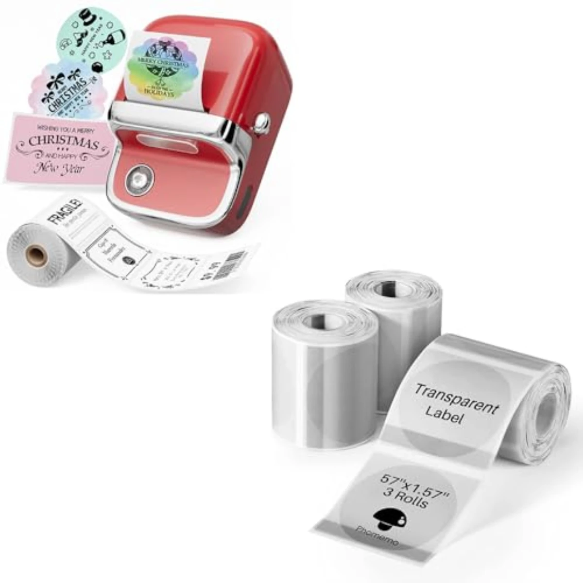 Transparent Label, Thermal Labels for M110/M220/M108/M250/M260/M120/M200/M221/M150 Printer Round 50x50mm, Self-Adhesive