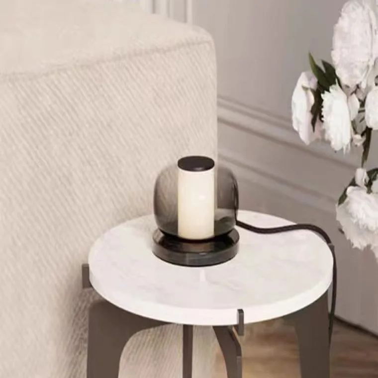 Modern Simple Marble Table Lamp LED Bedroom Bedside Atmosphere Night Light Creative Design Room Decoration Glass Table Lamp