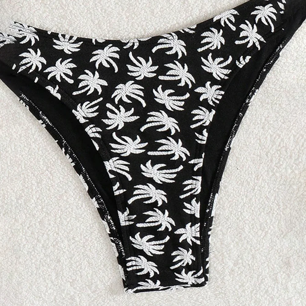 1 conjunto senhoras preto biquíni novo floral impresso split maiô feminino sexy halter push up cintura alta hoiday banho